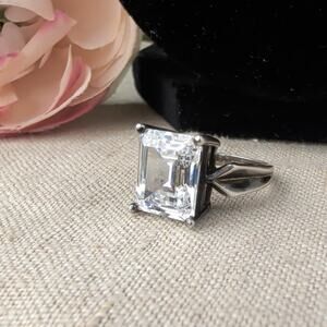 Gorgeous Sterling 925  Emerald Cut CZ Cocktail Ring Size 6